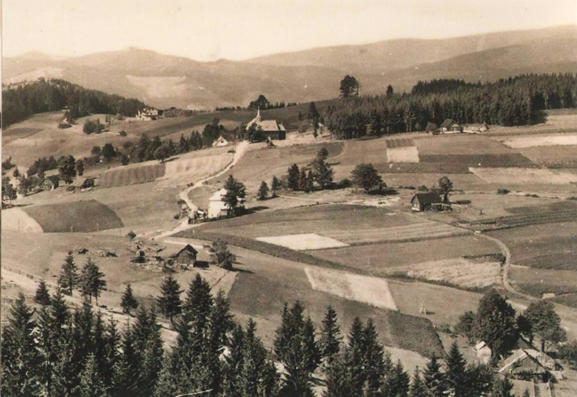 Gruň - pohled z vrchu Kozlena